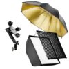 walimex 4-fach Blitzhalter mit Softbox und Schirm für Systemblitze