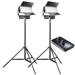 walimex pro Sirius 160 LED Daylight 2er Set mit Stativ und Fernbedienung