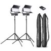 walimex pro LED Sirius 160 BiColor 2er Set Stative, Fernbedienung, V-Mount Kabel