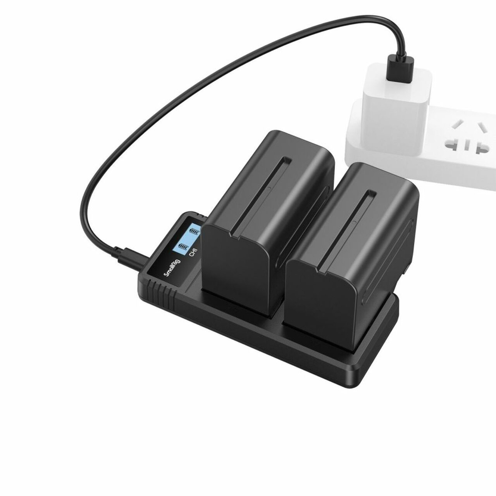 NP-F Ladegerät & Akkus 2x 7800mAh