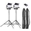 walimex pro LED Sirius 160 Daylight 2er Set Stative, Fernbedienung, V-Mount Kabel