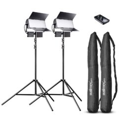 walimex pro LED Sirius 160 Daylight 2er Set Stative, Fernbedienung, V-Mount Kabel